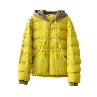 蛮文 洋气好穿高保暖 假两件连帽 小廓形短款显瘦安心羽绒服56321