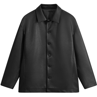 MODE COMMUTER| MC定制水洗PU皮翻领夹克