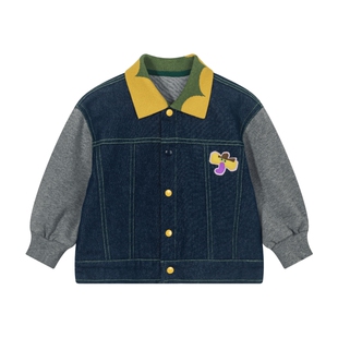 马拉丁【锁色耐磨】儿童外套秋男女童小童趣味印花牛仔外套