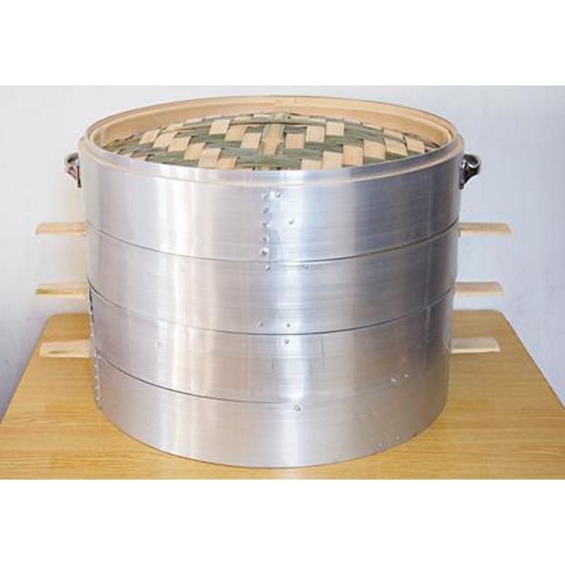 竹制大蒸笼 家用铝包边蒸笼不锈钢 包子蒸笼 竹制笼屉52大锅笼屉