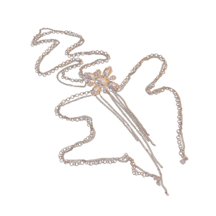 浮夸复古小香风珍珠项链夸张金色毛衣链身体流苏腰链裙子配饰中古