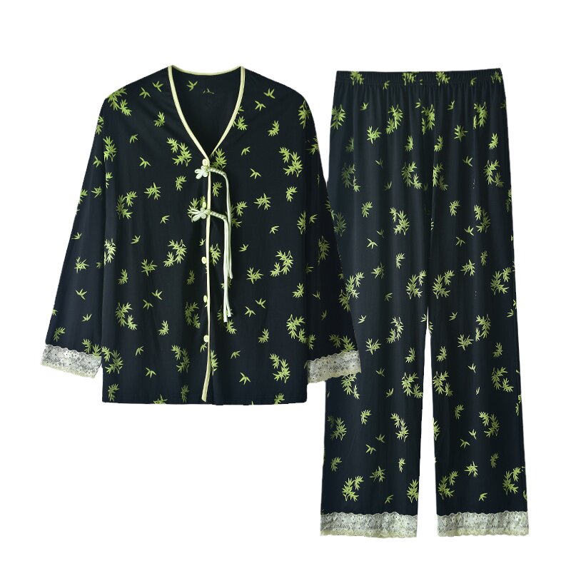 浪莎睡衣女士国风纯棉春秋家居服