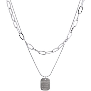 KANSAI双层字母方牌叠带项链可拆分个性潮ins冷淡风土酷毛衣链子