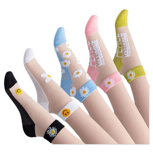 2/10双装短筒小雏菊冰丝夏季袜子女网红款水晶船袜防勾丝薄款日系