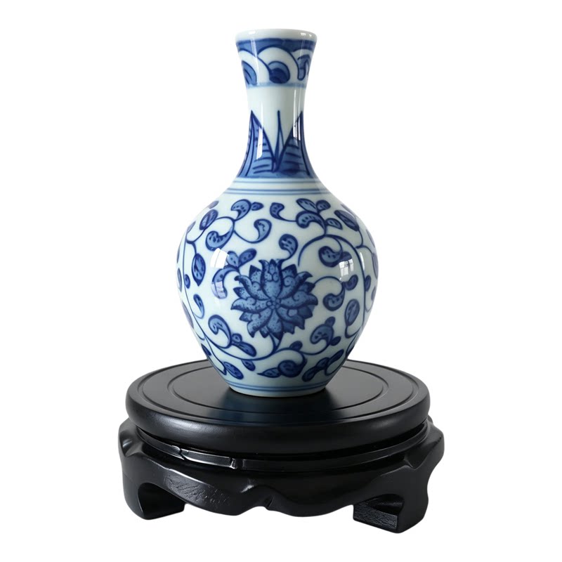 景德镇陶瓷花瓶摆件迷你手绘玄关博古架装饰品家居桌面插花器小号