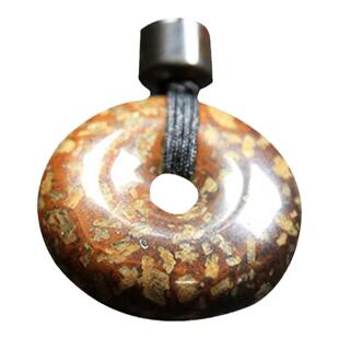 精品新疆龙鳞角砾岩平安扣圆珠链项链精美毛衣链男女平安幸福吊坠