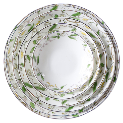 北欧花卉骨瓷多尺寸深盘饭盘餐具