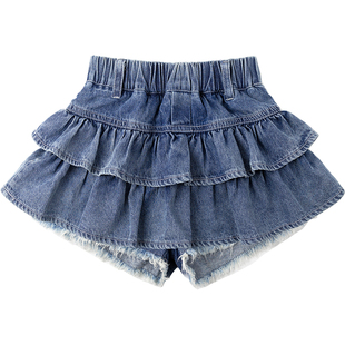 女童百褶牛仔半身裙儿童宝宝蛋糕裙短裙裙子休闲2026夏季裤裙