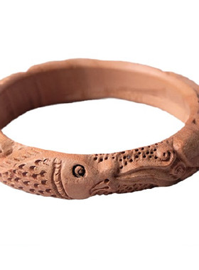 纯桃木手镯子女原木色向日葵手环