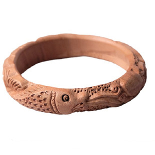 真桃木手镯宽素面原木雕向日葵花手镯子富贵鱼木镯竹节手环女手饰