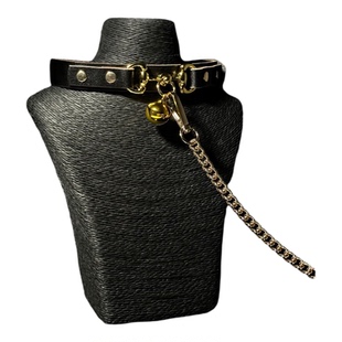 Puppy*铃铛项圈皮质choker带牵引链定制可刻字女道具cos脖圈男