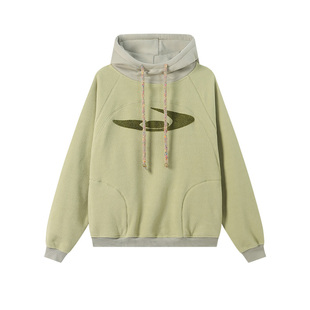 江南先生NewJNXS保暖锁温登山摇粒绒拼接卫衣毛巾绣宽松连帽上衣