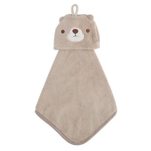 妙太太家用擦手巾动物款珊瑚绒吸水毛巾厨房卫生间悬挂式卡通抹布