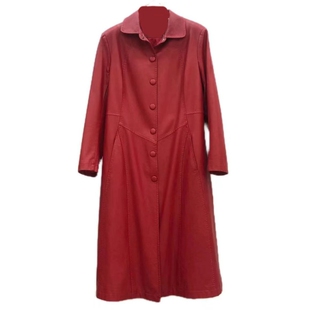 2025春秋新款海宁皮衣女中长款过膝时尚气质修身大码皮风衣外套潮