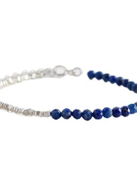 天然青金石碎银子手链女纯银ins小众设计感精致清新文艺