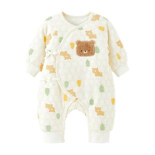 微狮牧尼新生婴儿棉袄冬季加厚夹棉连体衣男女宝宝棉服冬装爬爬服