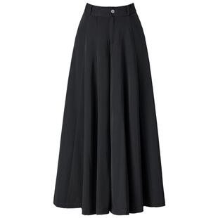 2025春秋新款黑色裤裙女式阔腿裤女春节裙裤高腰九分裤子大脚裤子