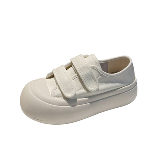 小奶油~真皮厚底魔术贴小白鞋女2026春新款休闲板鞋学生运动女鞋