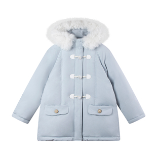 MUCMUKN【冰岛雪季】毛领爱心扣长款羽绒服三防安心绒女童冬新
