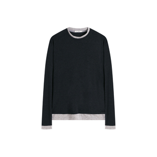 ATRY假两件长袖T恤女上衣秋冬国潮牌宽松休闲兰精天丝羊毛打底衫