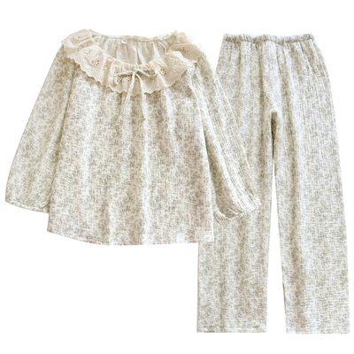 碎花睡衣女纯棉双层纱布春秋季套头2026新款薄夏天100%全棉家居服