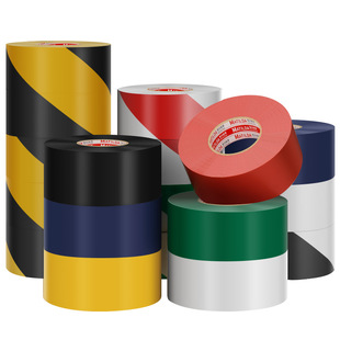 PVC警示胶带地板胶彩色划线胶带批发黑黄斑马警戒地面贴标识胶带