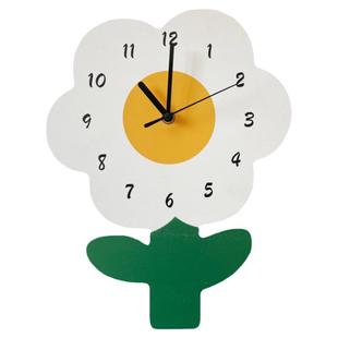 简约时尚花朵创意文艺卡通钟表客厅静音挂钟花店网红可爱装饰时钟