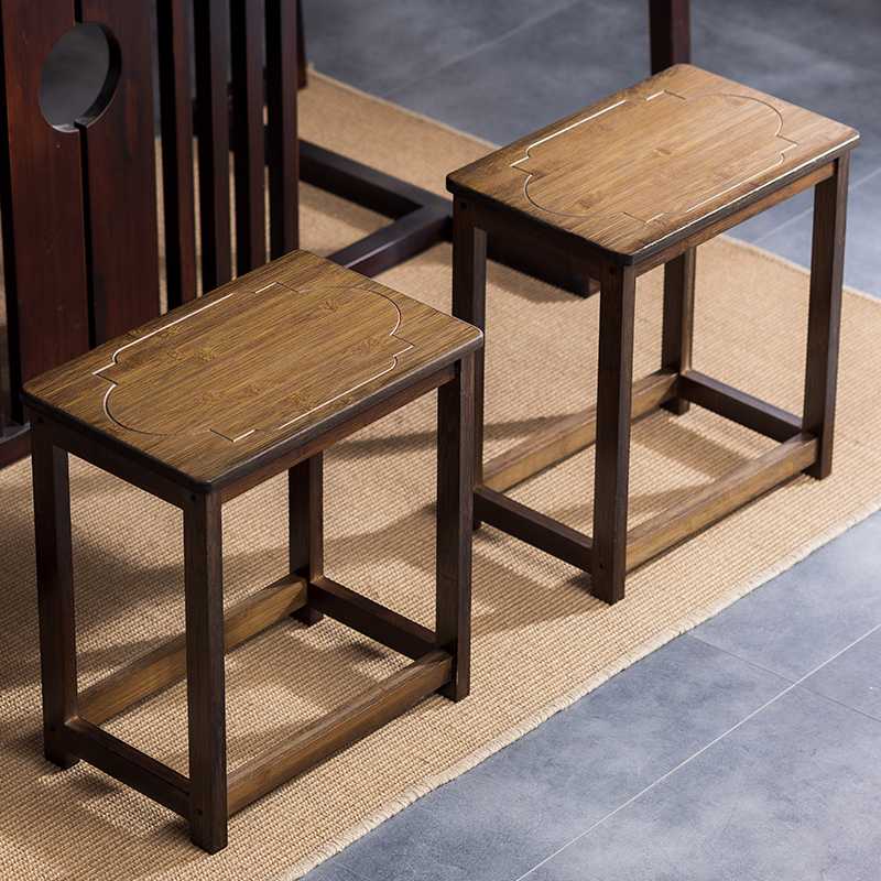 茶凳小方凳小凳子实木竹客厅家用小板凳新中式茶室茶桌椅矮坐凳子