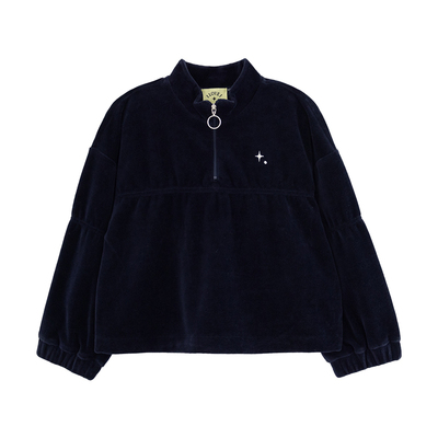 ILOVEJ女童天鹅绒半拉链卫衣