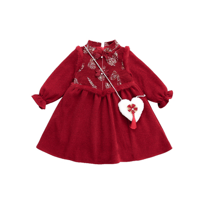 女童连衣裙秋冬加绒加厚背心裙