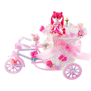 儿童手工diy材料包女孩玩具自行车编制收纳篮奶油胶制作笔筒套装