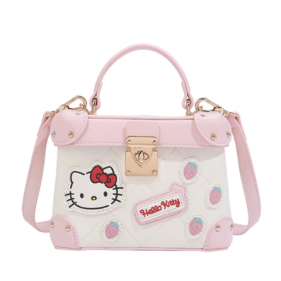 HelloKitty撞色刺绣少女风盒子包