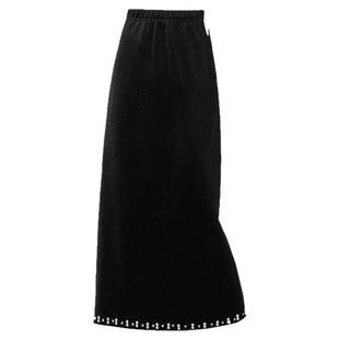 金丝绒半身裙女秋冬2025新款高腰显瘦中长款开叉钉珠a字包臀裙子