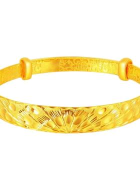 金店同款车花凤尾金包银推拉手镯