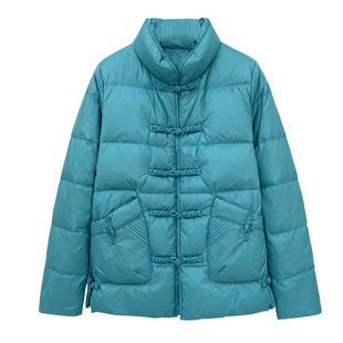 2025冬装新款轻薄大码羽绒服女款保暖上衣服新中式白鸭绒妈妈外套