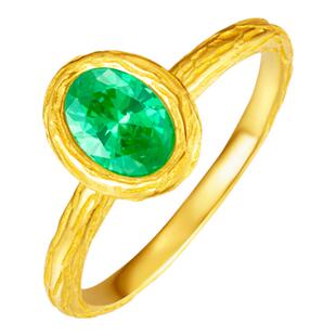 justgold镇金店萤火绿黄金足金戒指1726991Y