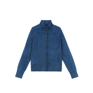 MANNALA丨“柔心雪”罕山白绒山羊绒轻通勤立领翻领拉绒毛衣Q4867