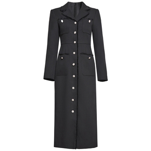 轻奢高级感冬装连衣裙2025新款大方得体西装领配大衣长袖毛呢裙子