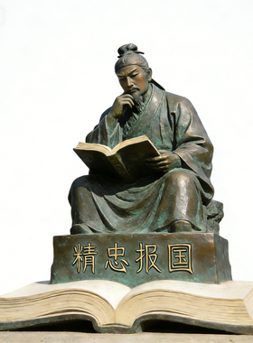 古代将军爱国人物尽忠报国主题铸铜人物雕像玻璃钢仿铜雕塑定制