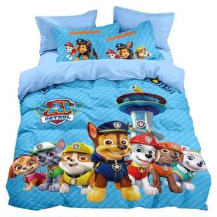 儿童纯棉四件套汪汪队可爱家居卧房床上用品全棉床单被套床笠三件