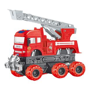 林达变形工程车土挖掘机消防云梯惯性车讲故事音乐玩具车男孩车模