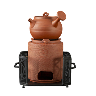 红泥砂铫大号煮茶炉炭火加热茶壶炉架套装家用茶壶泡茶炉围炉煮茶