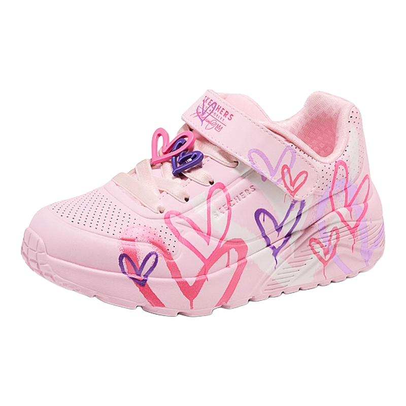 Skechers斯凯奇女童经典潮流板鞋儿童爱心彩绘轻便打底休闲运动鞋