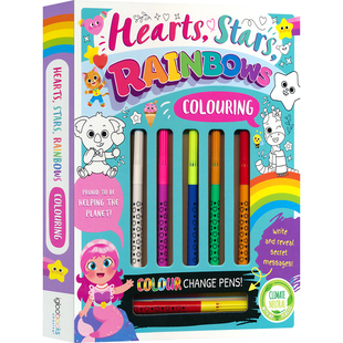 Hearts Stars Rainbows Robots Racers Dinosaurs Unicorns 艺术英语启蒙涂色书 赠彩色画笔 儿童英语读物 英文原版进口图书