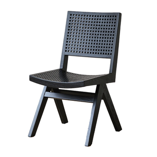 愫墨北欧昌迪加尔椅子咖啡店家用实木餐椅中古风设计师网红餐桌椅