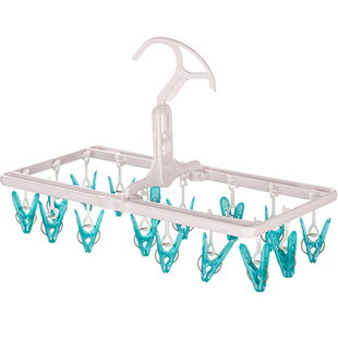日本AISEN折叠晾衣架多夹子晾袜子神器家用功能婴儿童内衣晒衣架