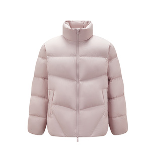 轻松|森马羽绒服女冬90绒子发热三防外套2025新款粉色立领面包服