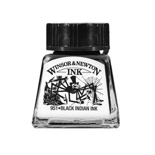 温莎牛顿法国进口液体水彩颜料防水墨水钢笔淡彩线稿勾线漫画插画设计专用瓶装彩色非碳素金粉黑色印度补充液