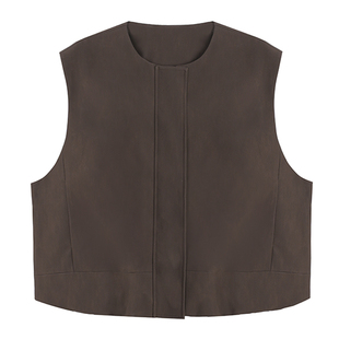 柒院家大码女装设计感小众工装马甲2026春新款宽松显瘦皮马夹外套