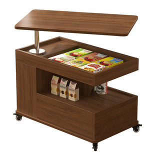 实木可移动升降茶几小户型沙发边几侧边柜子储物小推车茶桌子9J62
